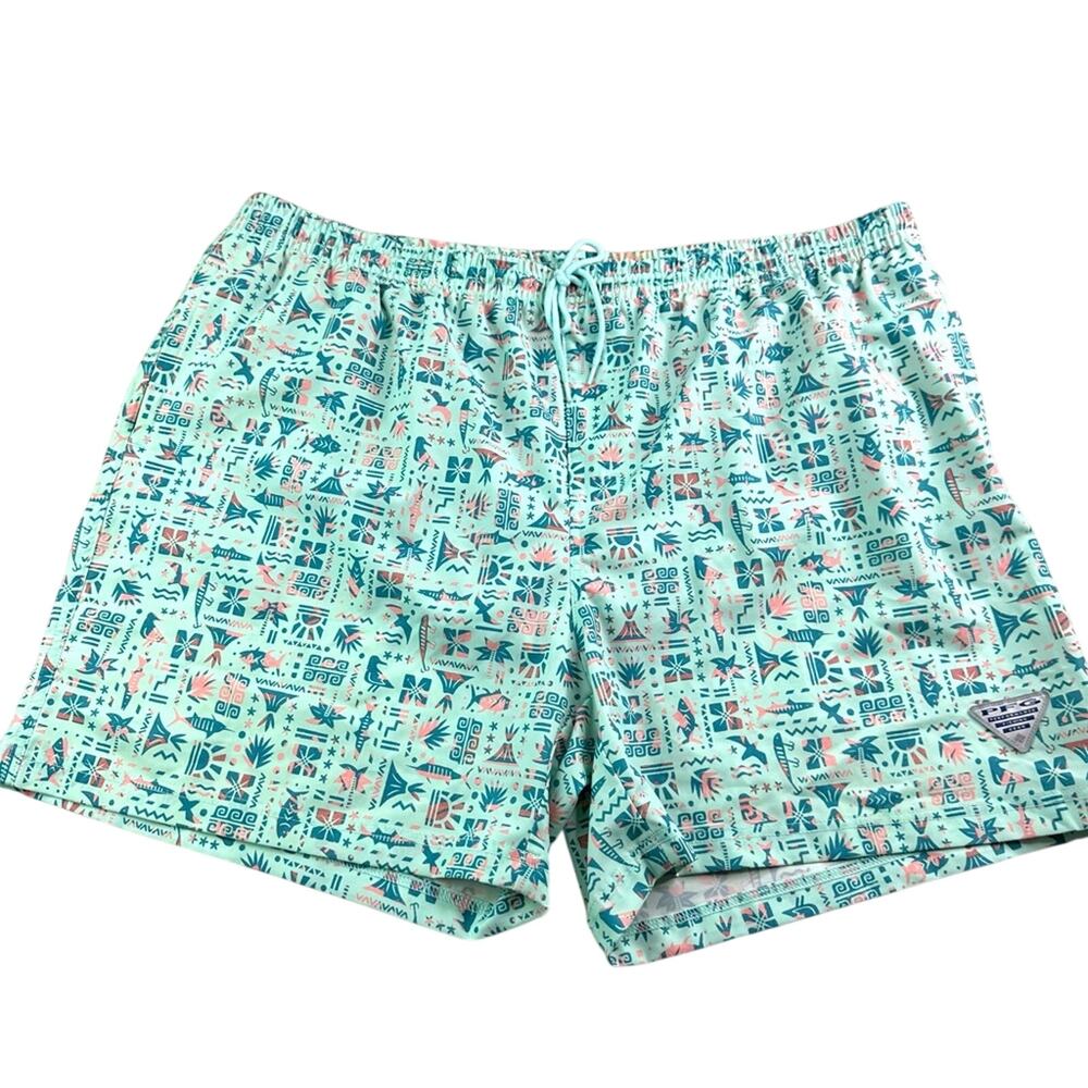 Columbia Men’s Aztec Southwest Print Swim Trunks - SEA GREEN